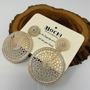 Mochi Earrings Crochet Hoop Pierced Dreamcatcher Boho